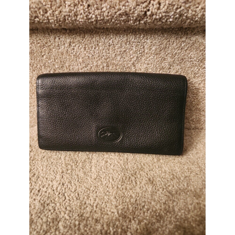 Longchamp Black Pebbled Leather Continental Wallet